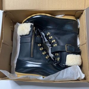 NEW in box Sperry for J Crew shearling duck boots black size 8